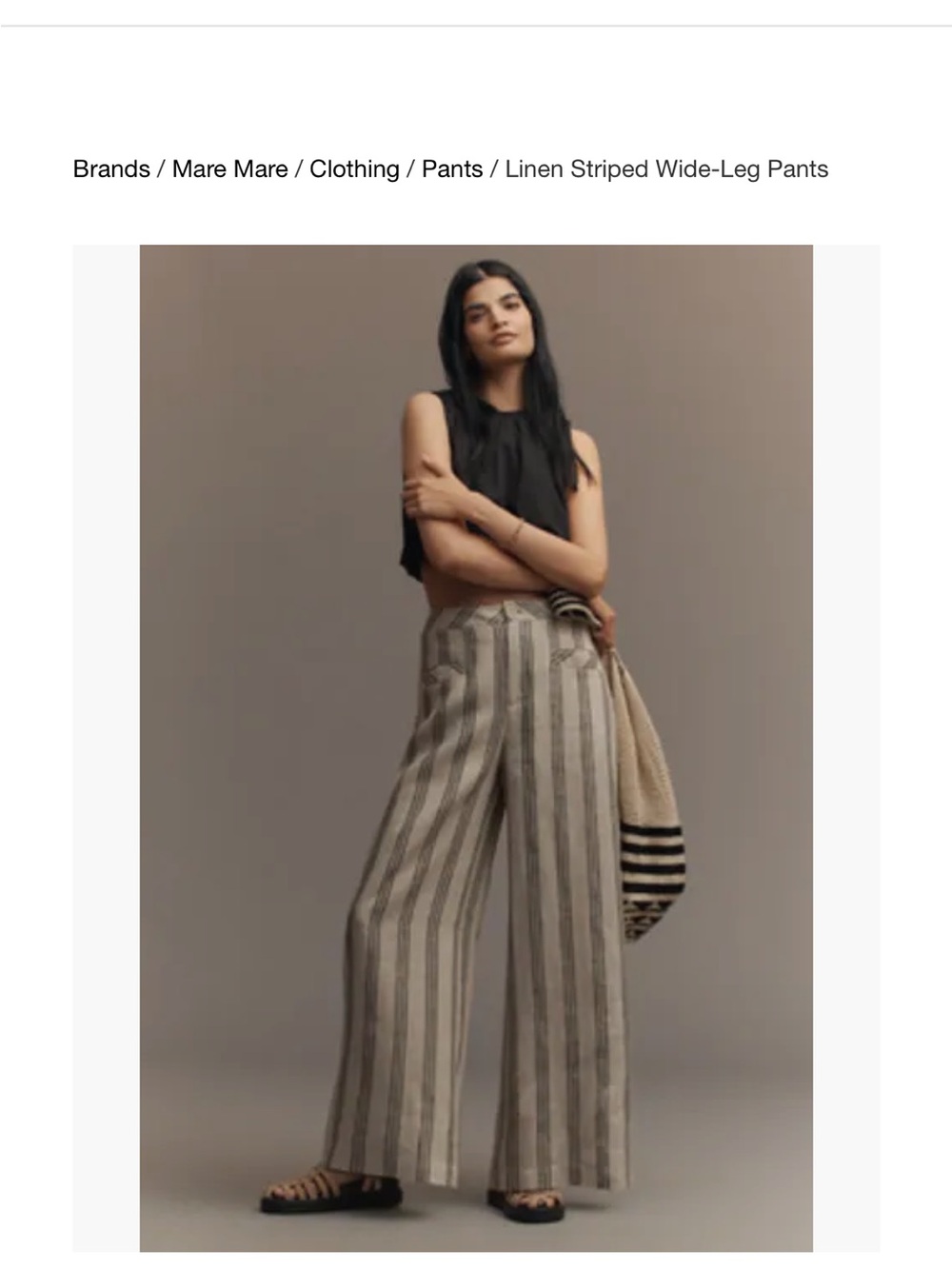 Mare Mare Taupe Stripe blue-Blend Wide-Leg Pants